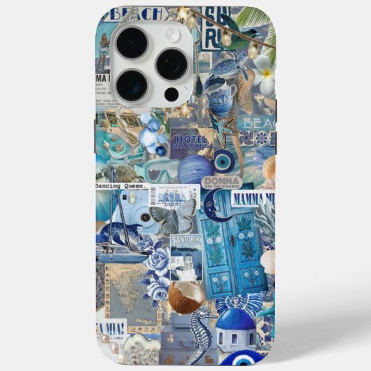 Santorini Griekenland Kustblauwe Zomercollage Case-Mate iPhone Case (Achterkant)