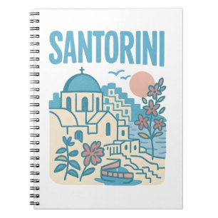Santorini Griekenland Minimalistische Reisillustra Notitieboek