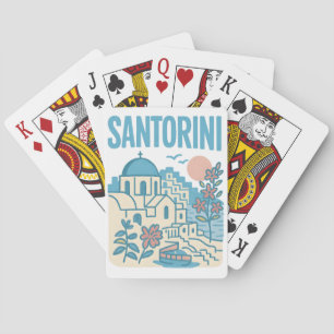 Santorini Griekenland Minimalistische Reisillustra Pokerkaarten