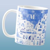 Santorini Griekenland Monogram Waterverf