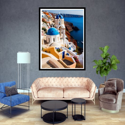 Santorini Griekenland: mooie zeeen Poster