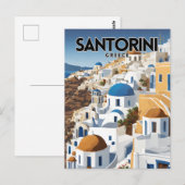 Santorini Griekenland nostalgisch Briefkaart (Voorkant / Achterkant)