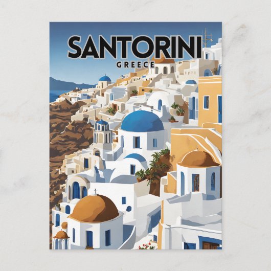 Santorini Griekenland nostalgisch Briefkaart (Voorkant)