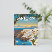 Santorini Griekenland Nostalgische reizen Briefkaart (Staand voorkant)