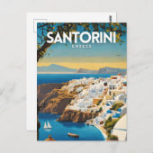 Santorini Griekenland Nostalgische reizen Briefkaart (Voorkant / Achterkant)