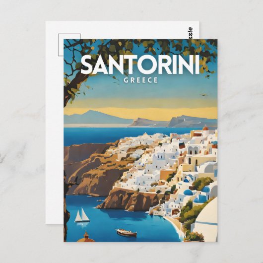 Santorini Griekenland Nostalgische reizen Briefkaart (Voorkant / Achterkant)