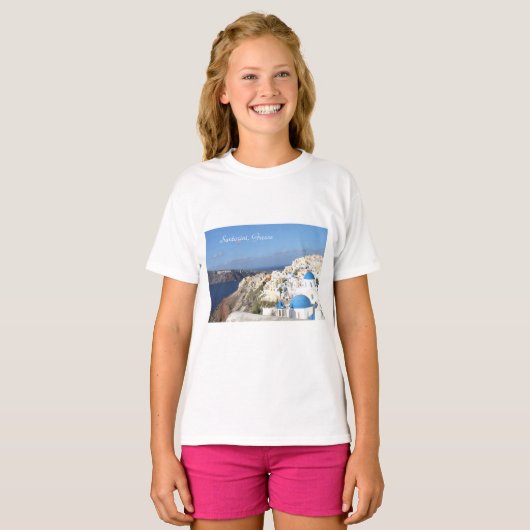 Santorini, Griekenland, Oia, Girls T-shirt (Voorkant volledig)