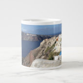 Santorini, Griekenland, Oia, Mok, Wit, Blauw Grote Koffiekop (Voorkant)