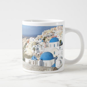 Santorini, Griekenland, Oia, Mok, Wit, Blauw Grote Koffiekop