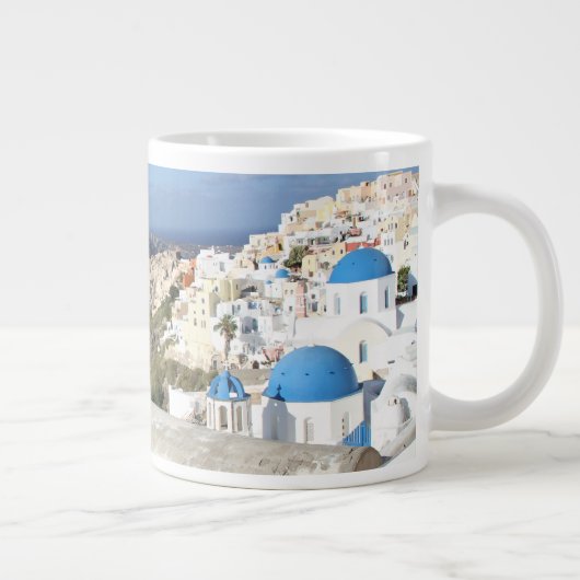 Santorini, Griekenland, Oia, Mok, Wit, Blauw Grote Koffiekop (Rechts)