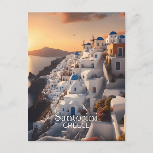 Santorini, Griekenland: Onvergetelijk vakantiepara Feestdagenkaart (Voorkant)