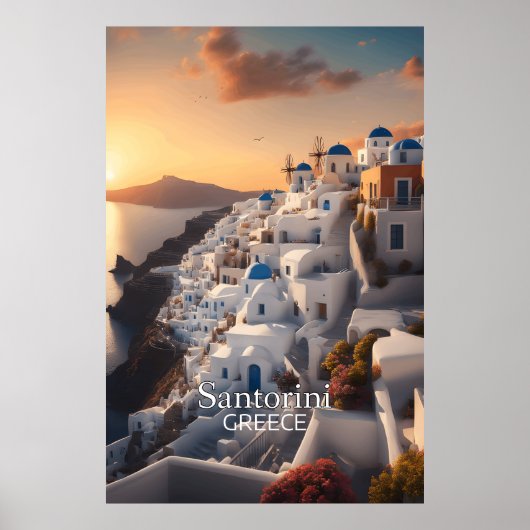 Santorini, Griekenland: Onvergetelijk vakantiepara Poster (Voorkant)