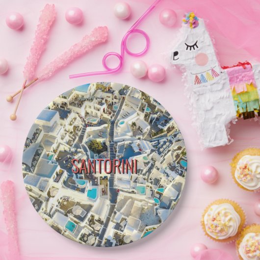 Santorini - Griekenland Papieren Bordje (Feest)