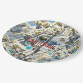 Santorini - Griekenland Papieren Bordje (Gekanteld)