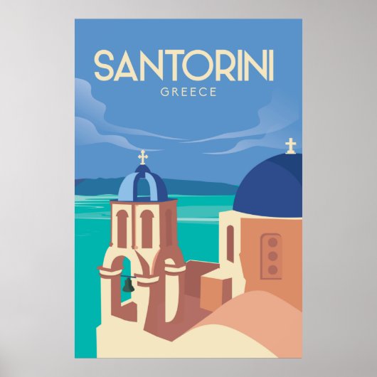 Santorini Griekenland — poster van het vintage-rei (Voorkant)
