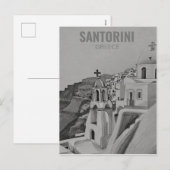Santorini Griekenland Potlood Schets Feestdagenkaart (Voorkant / Achterkant)
