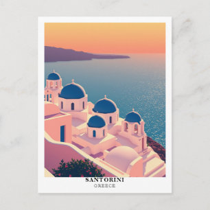 Santorini, Griekenland Reis Retro Briefkaart