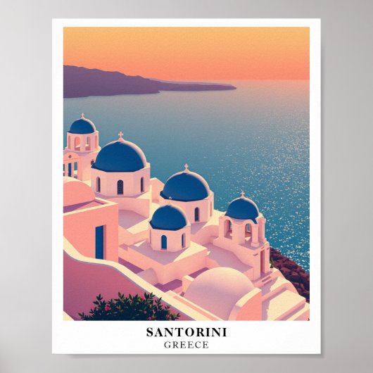 Santorini, Griekenland Reis Retro Poster (Voorkant)