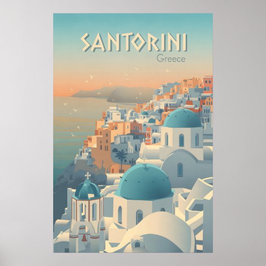 Santorini Griekenland Reisposter Poster (Voorkant)
