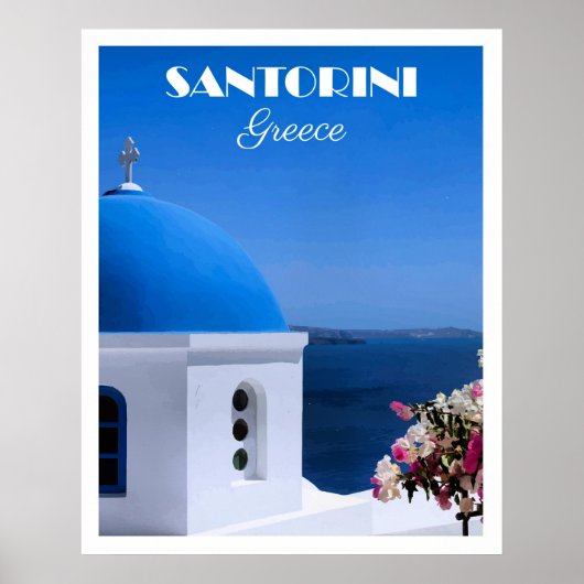 Santorini, Griekenland reisposter,  Poster (Voorkant)