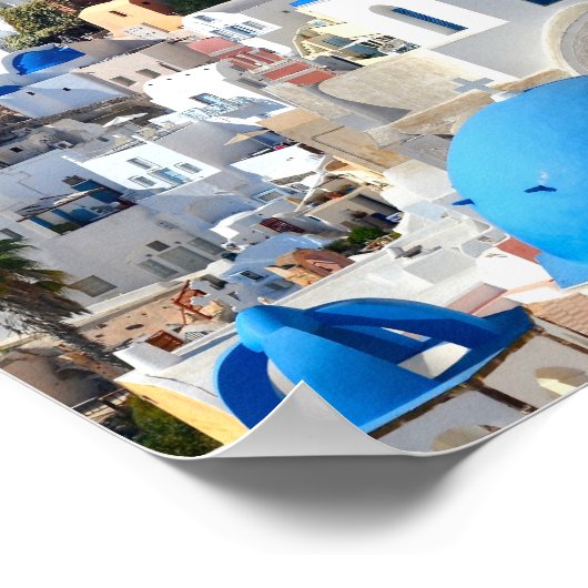 Santorini, Griekenland - Reisposter Poster (Hoek)