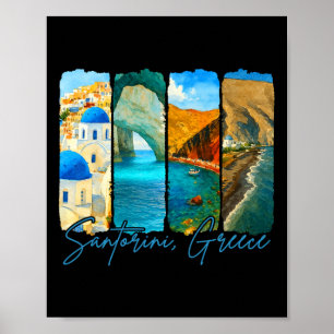 Santorini Griekenland Reizen Penseelstreek Ontmoet Poster