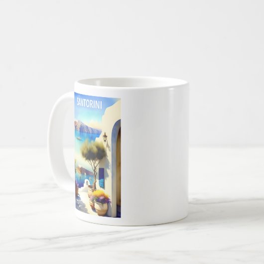 Santorini Griekenland Reizen Schilderij Koffiemok (Voorkant links)