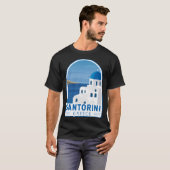 Santorini Griekenland Retro Embleem T-shirt (Voorkant volledig)
