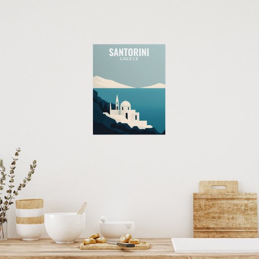 Santorini Griekenland Retro Minimalist Poster (Keuken)