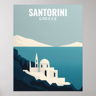 Santorini Griekenland Retro Minimalist Poster