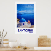 Santorini Griekenland - Retro Style Poster II (Keuken)