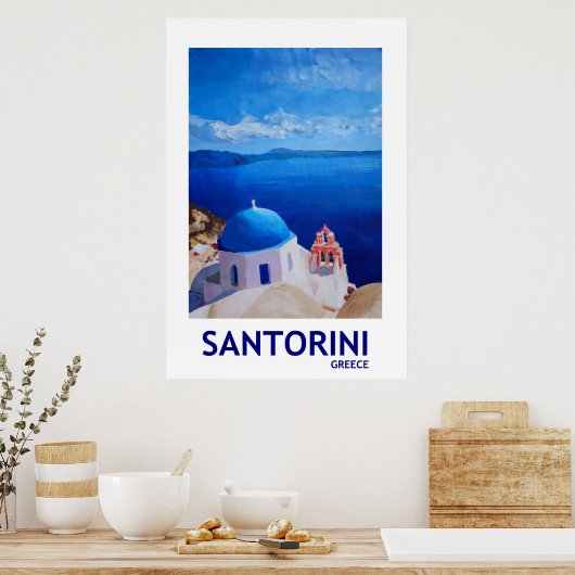 Santorini Griekenland - Retro Style Poster II (Keuken)