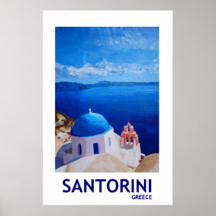 Santorini Griekenland - Retro Style Poster II
