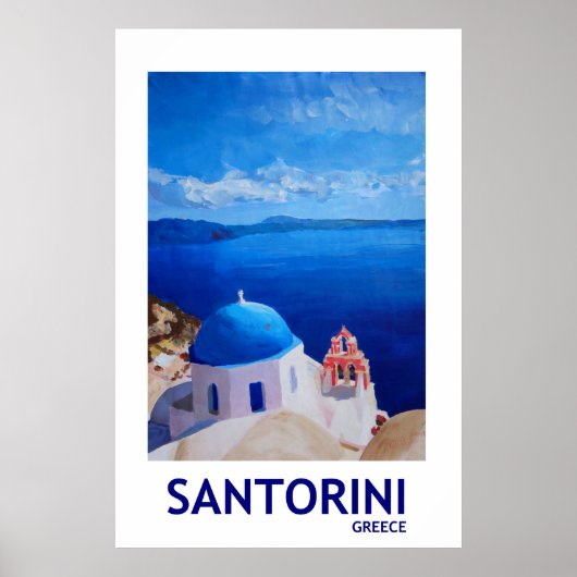 Santorini Griekenland - Retro Style Poster II (Voorkant)