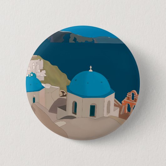 Santorini Griekenland Ronde Button 5,7 Cm (Voorkant)