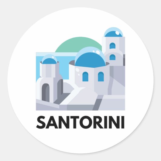  Santorini Griekenland Ronde Sticker (Voorkant)
