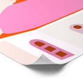 Santorini Griekenland Roze en Sinaasappel Poster (Hoek)