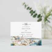 Santorini Griekenland Save the Date Briefkaart (Staand voorkant)