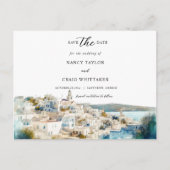 Santorini Griekenland Save the Date Briefkaart (Voorkant)