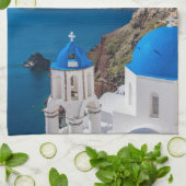 Santorini Griekenland Schilderachtig keukenhanddoe Theedoek (Gevouwen)