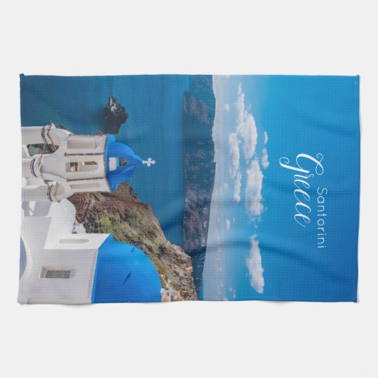 Santorini Griekenland Schilderachtig keukenhanddoe Theedoek (Horizontaal)