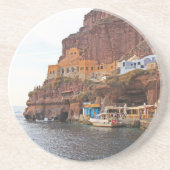 Santorini Griekenland, Schilderachtig, rond Onderz Zandsteen Onderzetter (Voorkant)