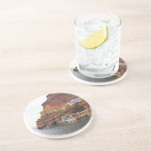 Santorini Griekenland, Schilderachtig, rond Onderz Zandsteen Onderzetter (Zijkant)