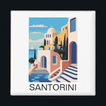 Santorini Griekenland Schilderij Magneet<br><div class="desc">Stijlvolle abstracte Santorini Griekenland schilderij op een magneet met de unieke architectuur en een kust uitzicht van het griekse eiland. Geweldig souvenir en cadeau idee.</div>