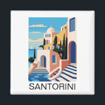 Santorini Griekenland Schilderij Magneet<br><div class="desc">Stijlvolle abstracte Santorini Griekenland schilderij op een magneet met de unieke architectuur en een kust uitzicht van het griekse eiland. Geweldig souvenir en cadeau idee.</div>