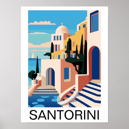 Santorini Griekenland Schilderij Poster (Voorkant)