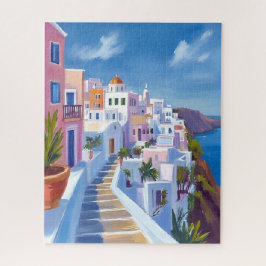 Santorini Griekenland Schilderij Waterverf Reizen Legpuzzel