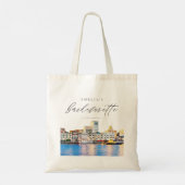 SANTORINI GRIEKENLAND Skyline Bestemming Bachelore Tote Bag (Achterkant)