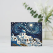 Santorini, Griekenland Sterrennacht - Grieks eilan Feestdagenkaart (Staand voorkant)
