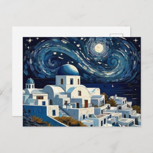 Santorini, Griekenland Sterrennacht - Grieks eilan Feestdagenkaart (Voorkant / Achterkant)